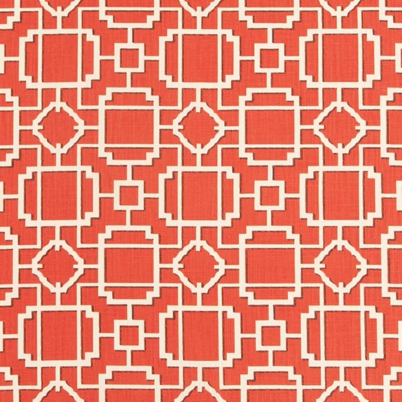 Orange Abstract Geometric Linen Look Print Upholstery Fabric by The Yard - SKU: Wescott Mandarin